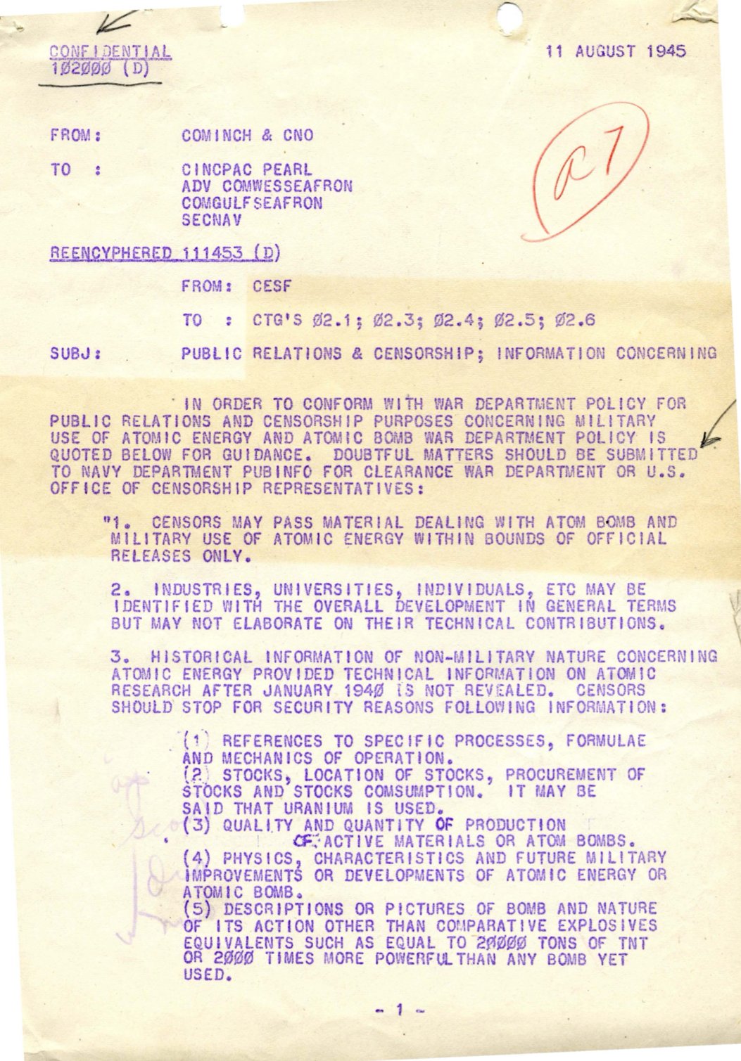 atomic bomb memo page1
